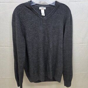 Dockers Sweater Mens L V-Neck Charcoal Acrylic Pullover Lightweight Long Sleeve